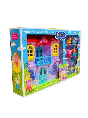 Peppa Pig Style Beautiful Villa Doll House Set with Figures – Brand New