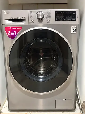 LG 2-in-1 Front Load Washer Dryer 6/4 kg, Silver, Excellent Condition