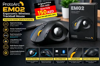ProtoArc EM02 Ergonomic Wireless Trackball Mouse