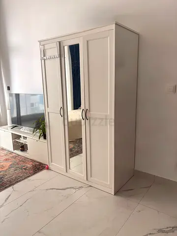 White 3-door IKEA Wardrobe with Mirror
