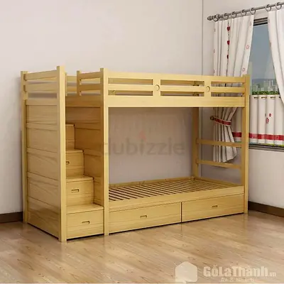 Wooden Bunk Bed with Storage Drawers and Staircase