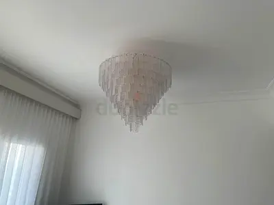 CONTEMPERARY glass ceiling chandelier – large pyramid design