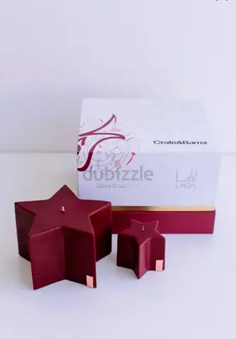 Set of 2 Star-Shaped Decorative Candles (Burgundy) - Brand LAVA
