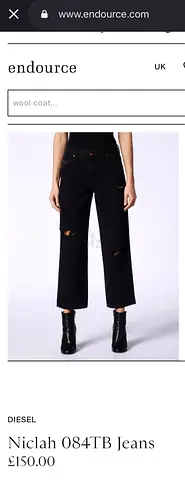 DIESEL Niclah 084TB Women Jeans W30/L32 Straight High Waisted Ripped Out Black