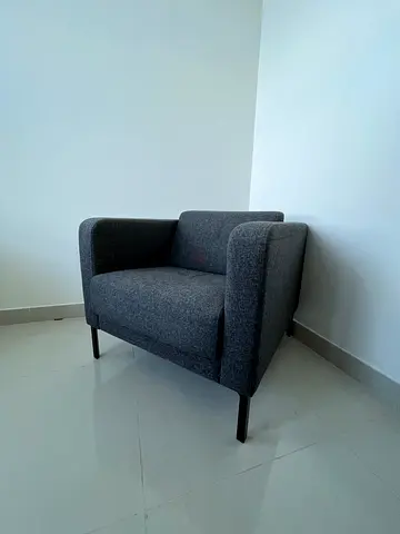 3 Modern Gray Fabric Armchair with Black Legs