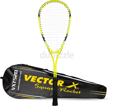 A pair of Vector X VXS-520 Full Cover Squash Racquet 27 Inch for Seniors Players, Pre-Strung, Light