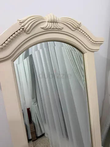 Full-Length Ornate Cream Dressing Mirror - Good Condition