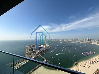 غرفتي نوم مطلة على البحر والعين | برج بوابة جميرا 1 | تخطيط الزاوية غير المفروش