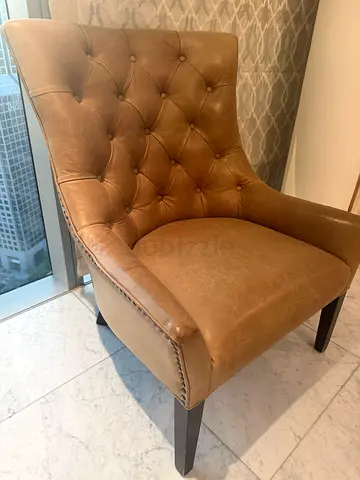 2X Brown tufted accent chair — lightly used