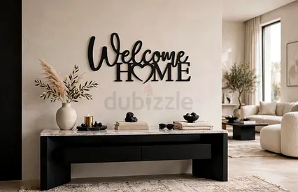 Wooden 'Welcome Home' Wall Sign — Black Decorative Script