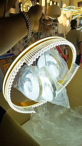 Modern LED Crystal Ring Chandelier with Spiral Pendants