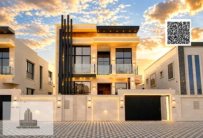 Villa for sale in Ajman, Al-Amirah area. 4 master bedrooms, majlis, living room, and maid's room. Bank financing available.