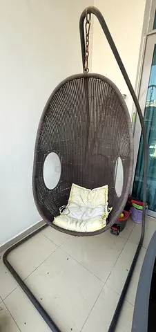 Hanging Egg Rattan Swing Chair with Stand - Used