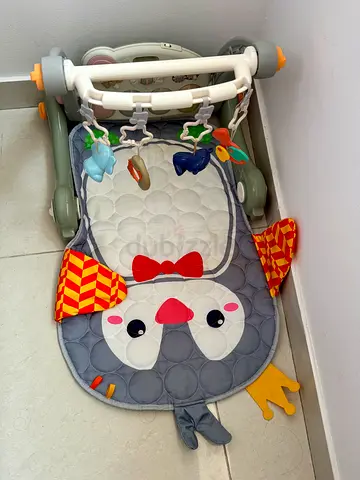 Baby play gym mat with hanging toys - soft activity mat and walker