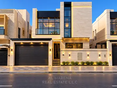 Luxury villa for sale in Al Bahya, Ajman | 5 master bedrooms | Two floors plus a roof | VIP-level f
