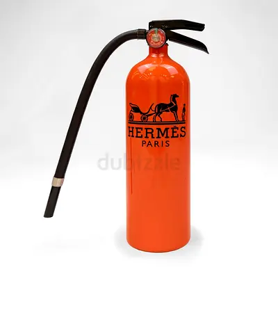 Hermès-Inspired Decorative Fire Extinguisher – Orange & Black