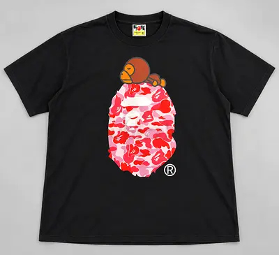 BAPE Baby Milo Pink Camo Graphic T-Shirt – Black – Size XL
