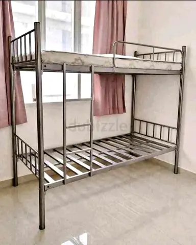 Sturdy Metal Bunk Bed Frame - Silver, Twin on Twin