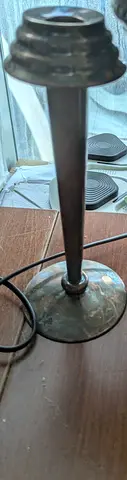 Antique Brass Table Lamp Base — Solid Heavy Metal, Needs Shade