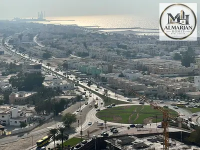 غرفتين وصالة بإطلالة بحرية للإيجار السنوي في أبراج عجمان وان بمساحة 1800 قدم مربع ومرافق متكاملة ومواقف مجانية للسيارات