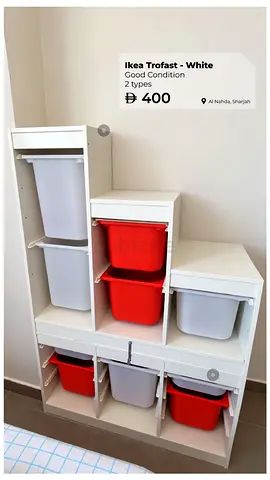 Ikea Trofast storage unit with bins - white, good condition