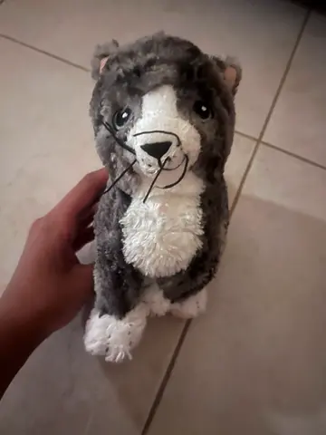 Grey and white plush husky dog soft toy - good condition