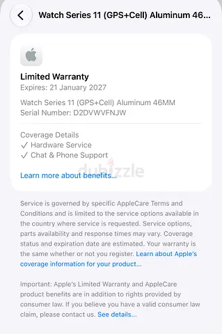 Apple Watch Series 11 (GPS + Cellular) 46mm - With Limited Warranty