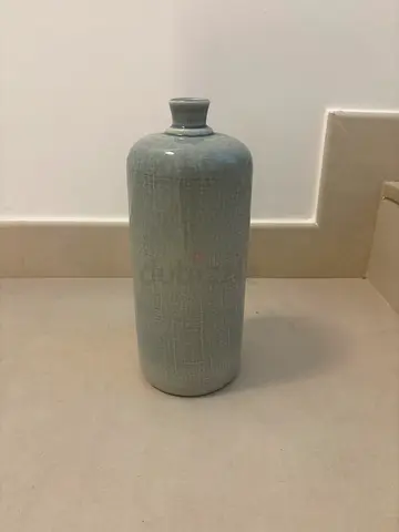 Light Blue Ceramic Decorative Vase - Tall Accent Piece - Excellent Condition.
