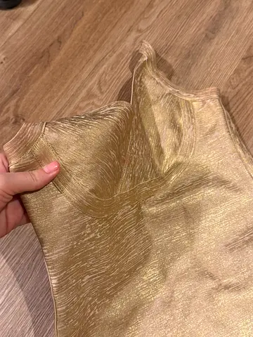Gold sleeveless metallic dress, size S