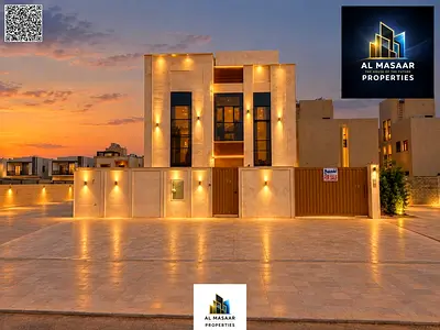 A luxurious villa in an excellent location, overlooking the Azha compound and roundabout. The price includes registration and ownership fees; the prop