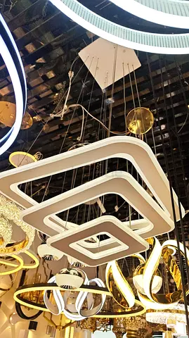Modern geometric LED pendant light - square layered chandelier