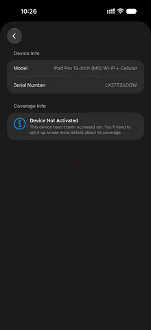 iPad Pro 13-inch (M5) Wi‑Fi + Cellular 256GB Black— Non Activate, Brand New