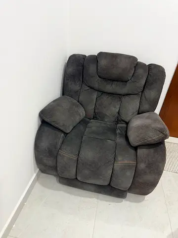 Comfortable single gray reclining armchair - good used condition