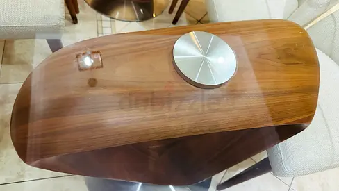 8 seater glass top Walnut Finish dining table