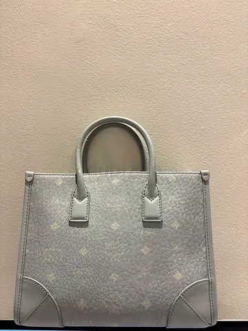 MCM Visetos monogram structured tote bag Light grey structured tote handbag - small/medium size