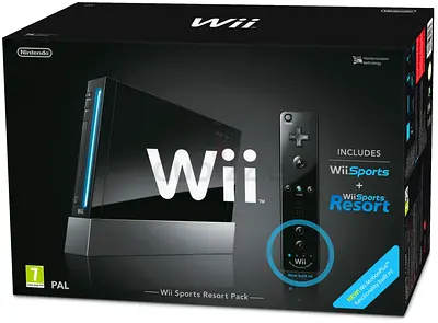 Black Nintendo Wii Console (Wii Sports Resort Pack) - Boxed