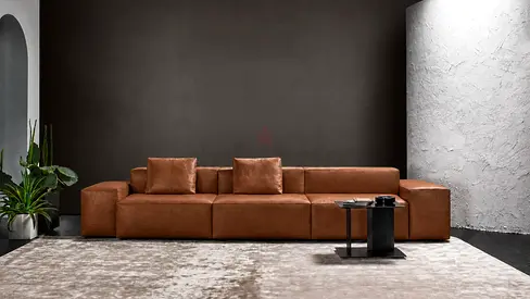 Brown leather sofa modules // Vibieffe 200_Cube