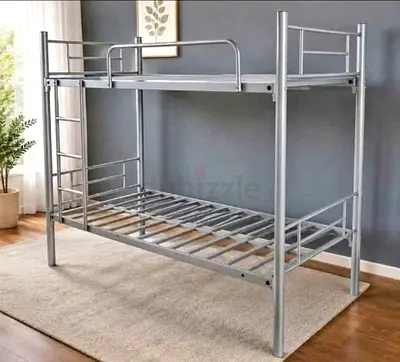 Metal Bunk Bed Frame - Twin over Twin, Silver, Sturdy Design