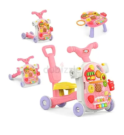 3-in-1 Baby Walker, Ride-On and Activity Table - Pink