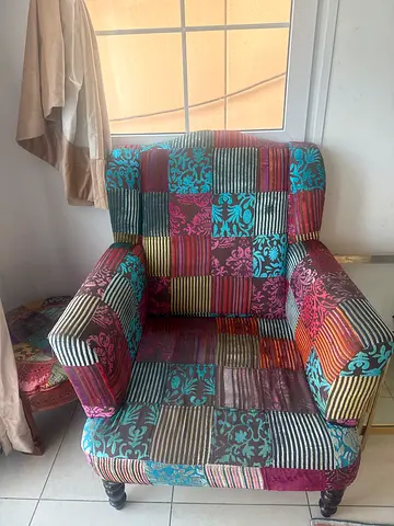 Patchwork Multicolor Accent Armchair - Good Condition