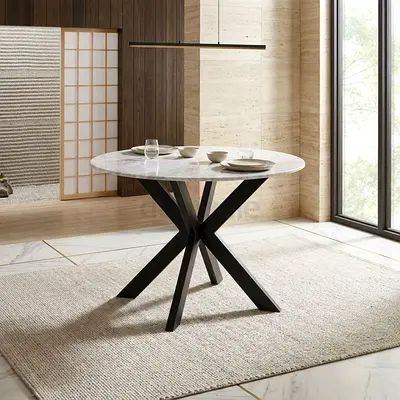 New Cavon Portola 4-Seater Genuine Marble Top Round Dining Table