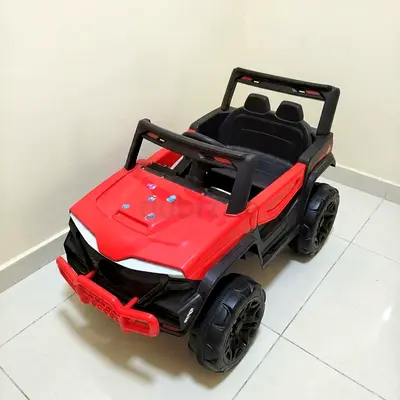 Kid's Red Electric Ride-On Jeep Car - 2-Seater, Battery Powered