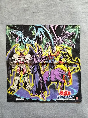 Vintage Yu Gi Oh Duel Monsters Bandai Handkerchief Dark Magician Blue Eyes Japan