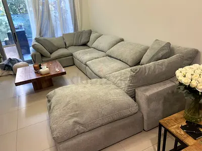 Modular Living room Pan Home feather 🪶 filled Sofa with footstool