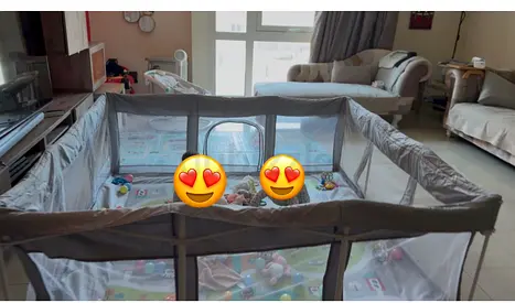 Large Foldable Baby Playpen- Gray Large size180x180