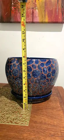 Medium Decorative Ceramic Plant Pot with Saucer