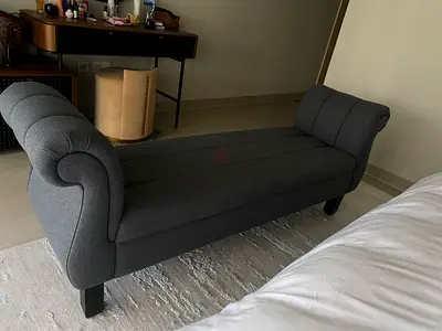 Grey Upholstered Bed-End Bench / Royal furniture