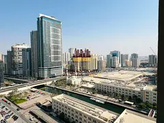 Spacious one bedroom apartment in Al Khan near Al Qasba with balcony free AC partial sea view gym po