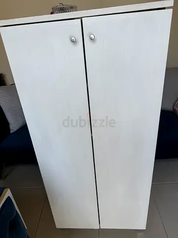 White Two-Door wooden Shoe / Storage Cabinet - Good Condition