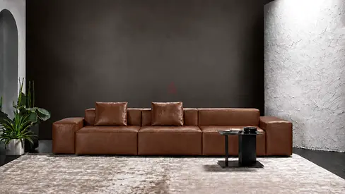 Brown leather sofa modules // Vibieffe 200_Cube